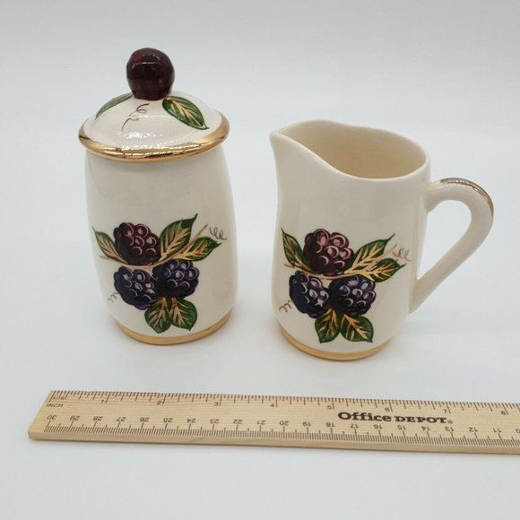 Creamer Jam Sugar Jar Vintage Knotts Berry Farm Buena Park CA Hand Painted Berry - Picture 12 of 12